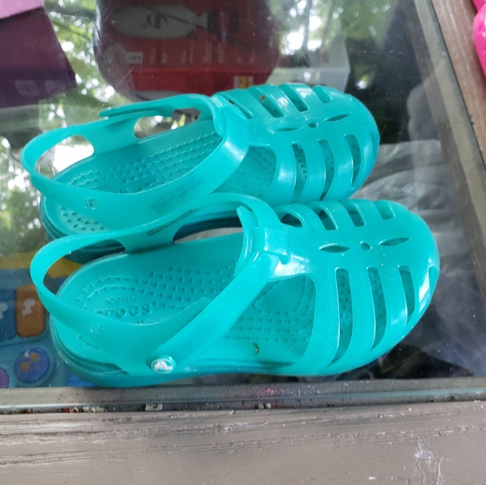 Blue jelly crocs